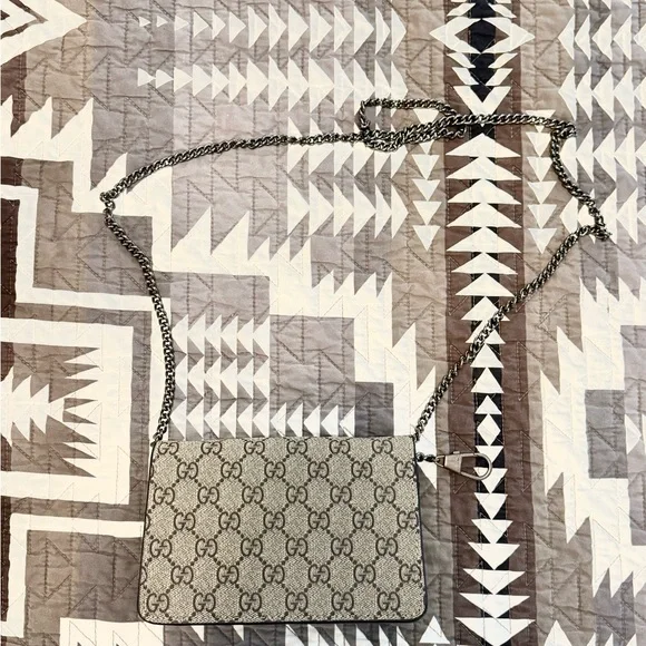 Cream and Black Crossbody Bag with Monogram - Picture 2 of 3